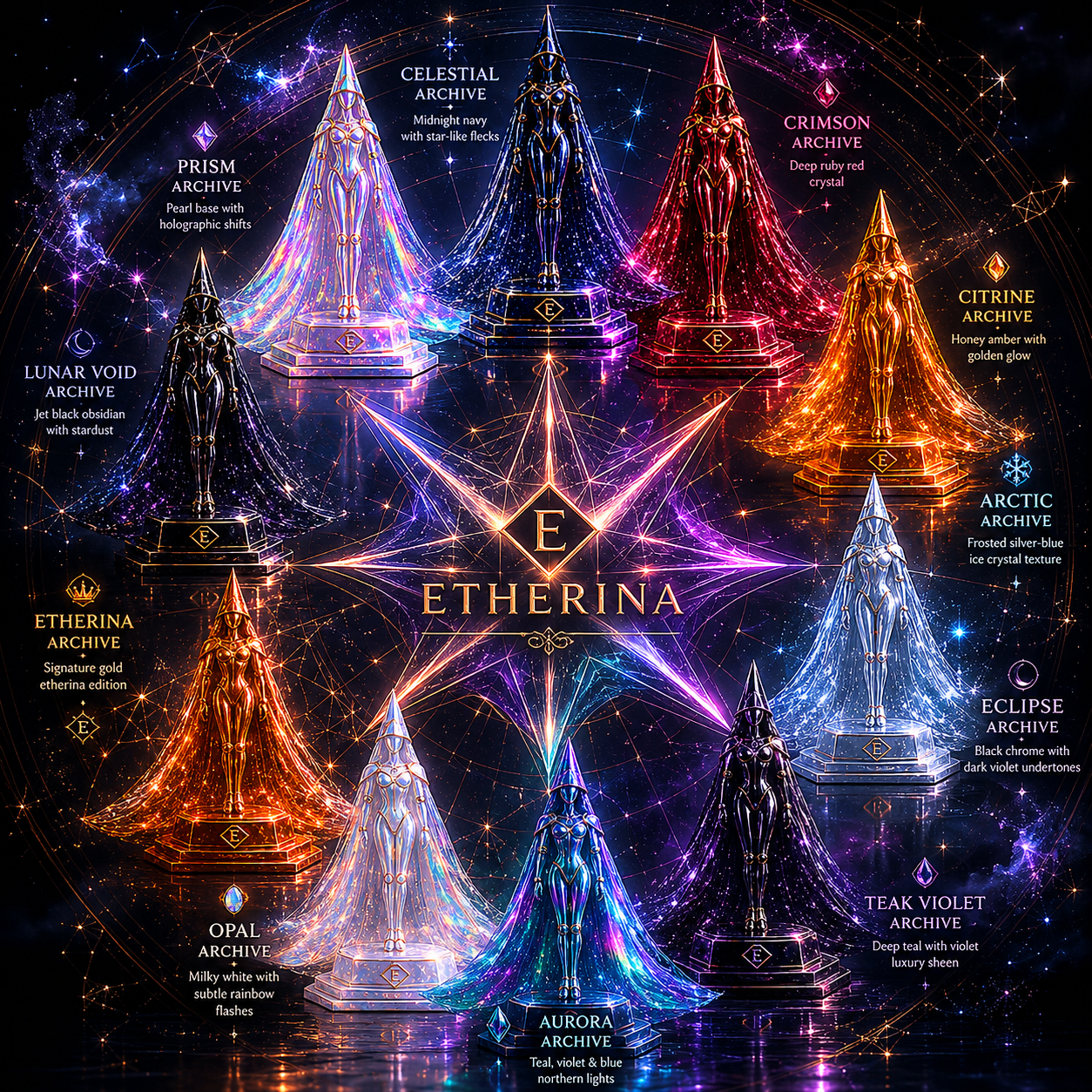 The Etherina Archives — celestial constellation of collectible relics
